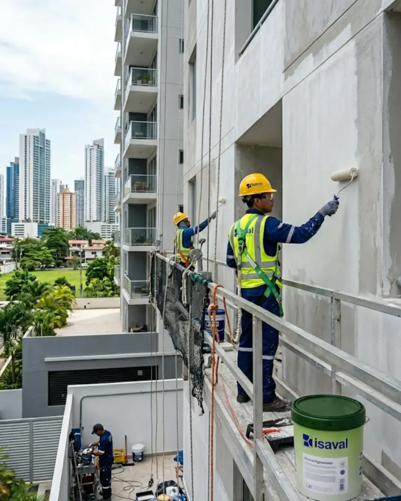 Sellador pigmentado aplicando en un PH en Panamá. Imagen referencial