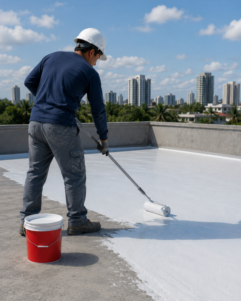 Impermeabilizantes de techo de Isaval aplicado sobre una cubierta